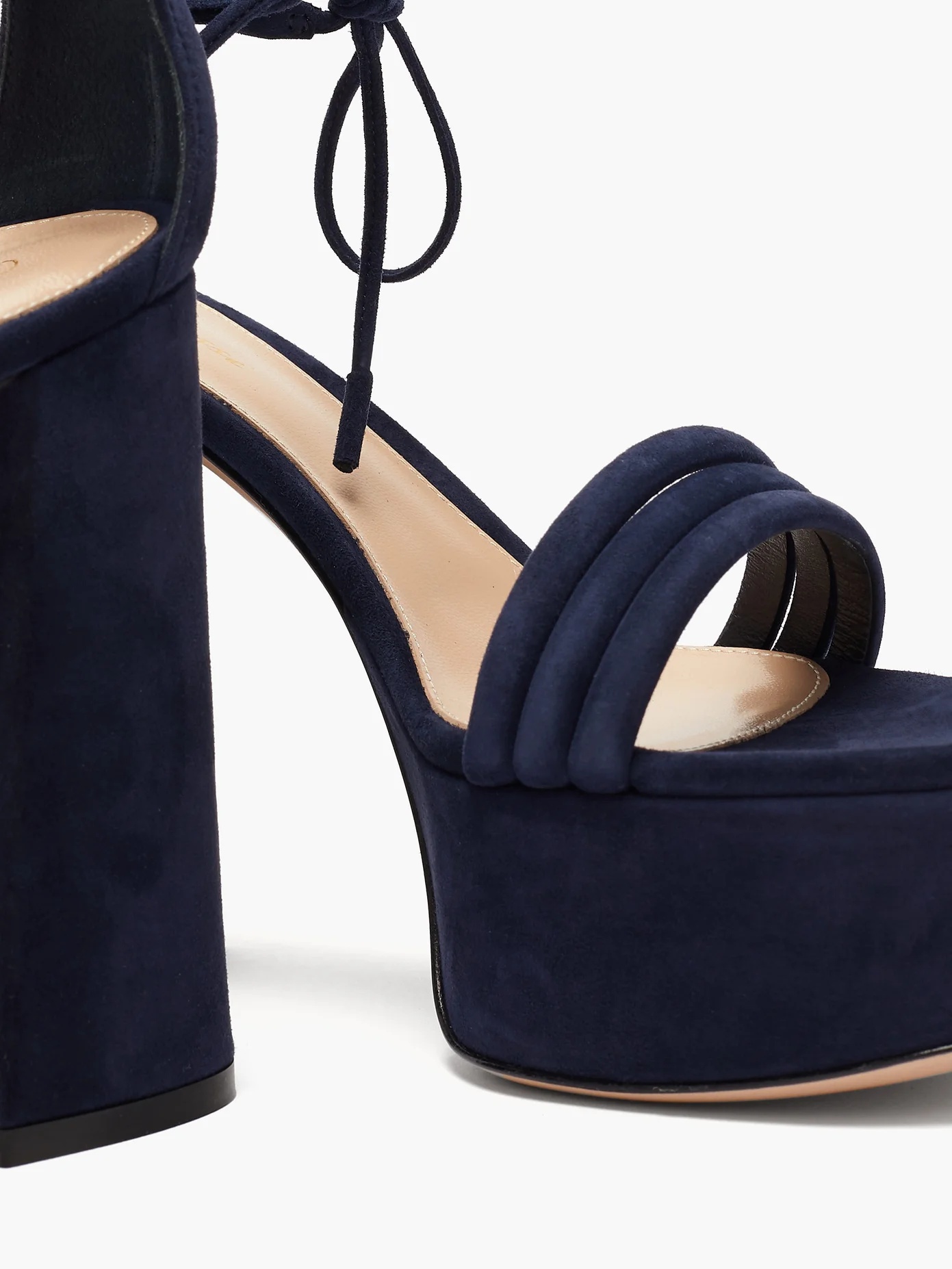 Ankle-tie suede platform sandals - 6