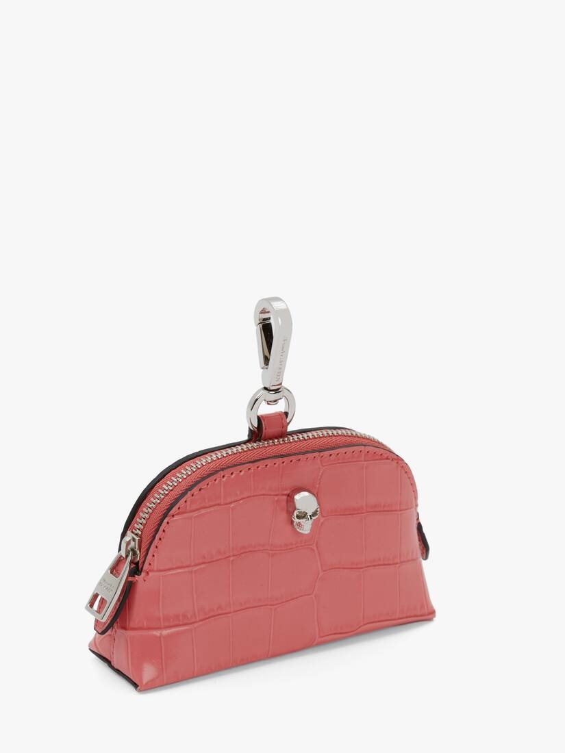 Skull Zip Coin Pouch in Coral - 2