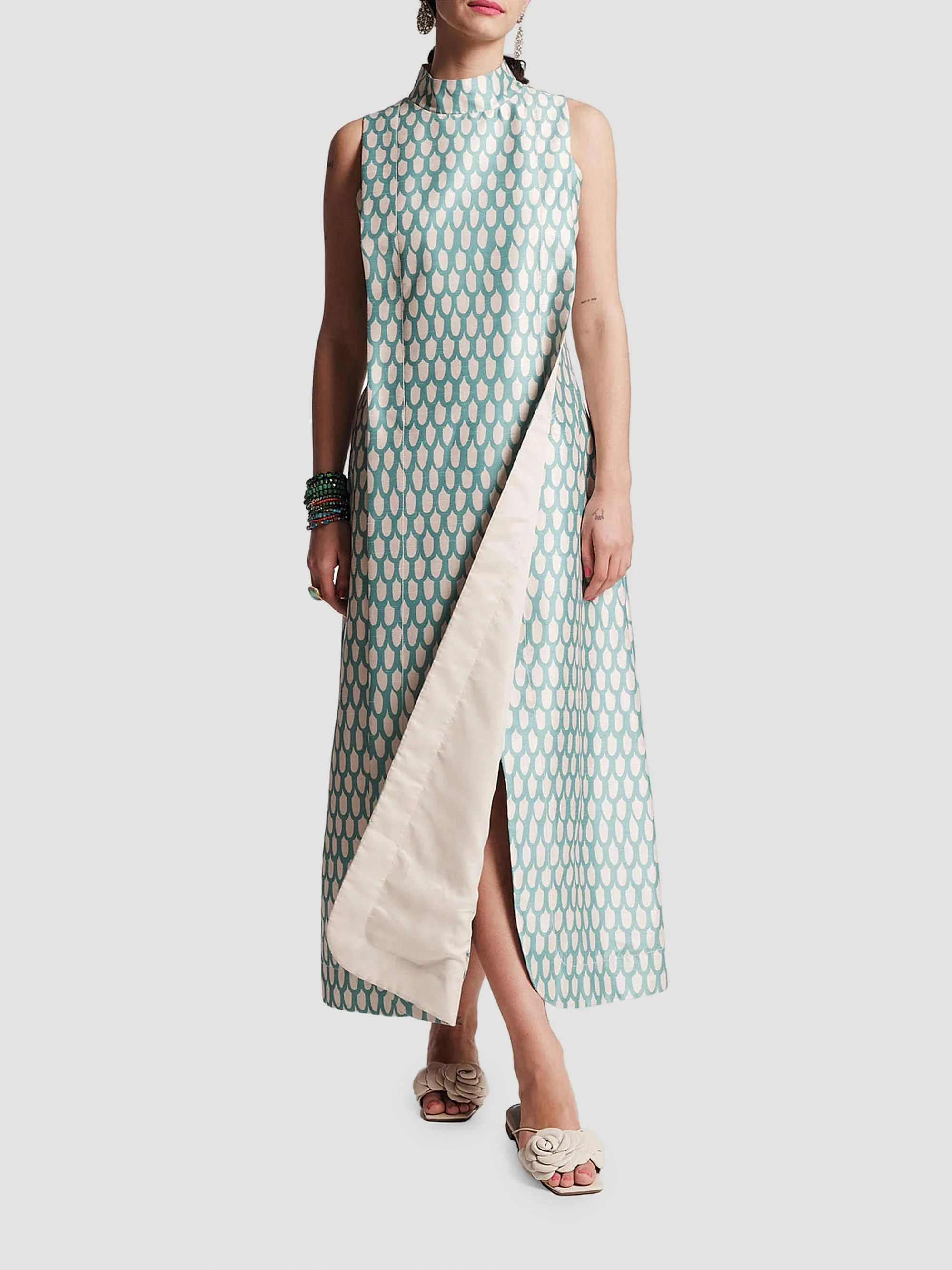 Women's Carlyle Geometric-Print Maxi Dress - Air Blue Oyster - 1