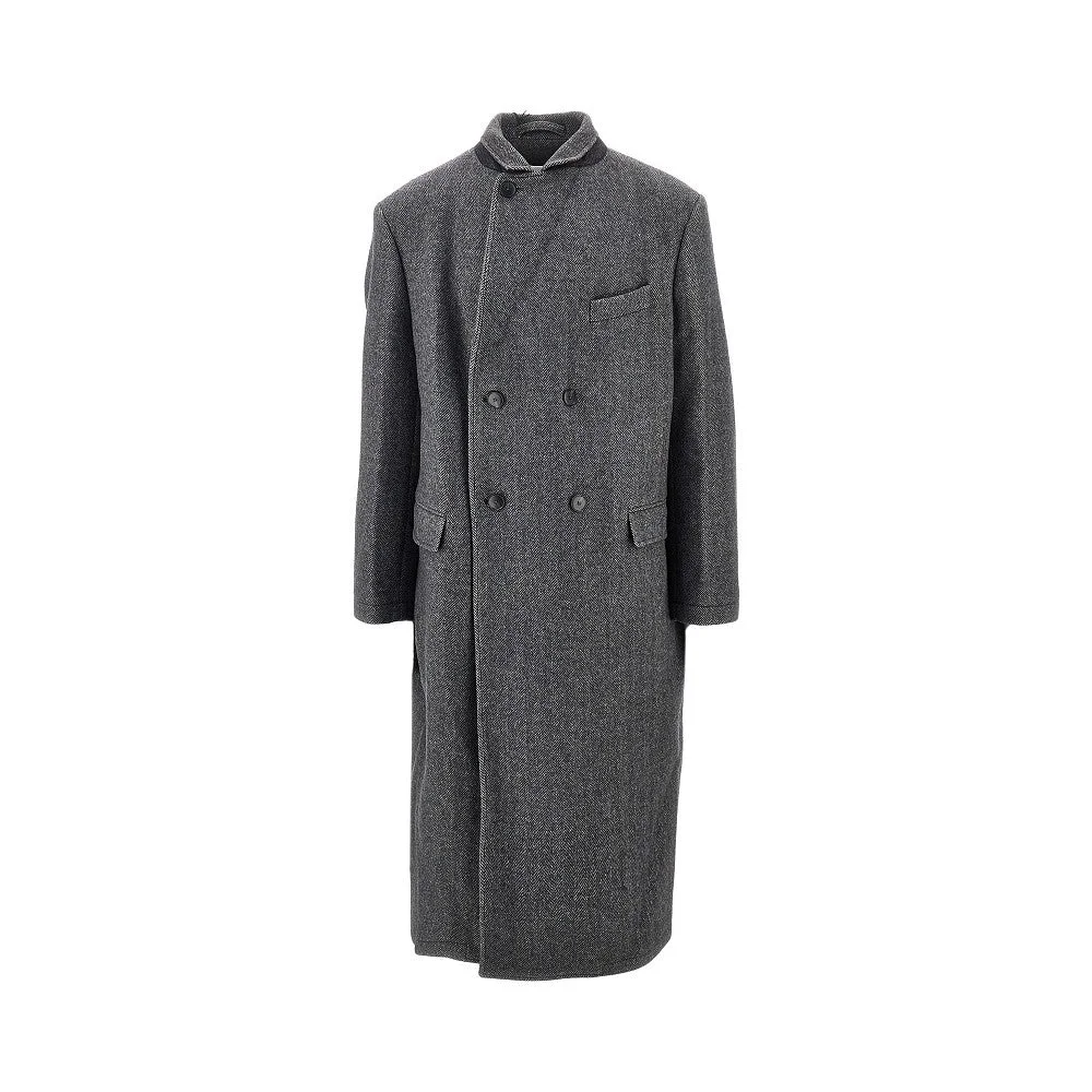 Mfpen 'Conference' Herringbone Wool Long Coat Grey - 1