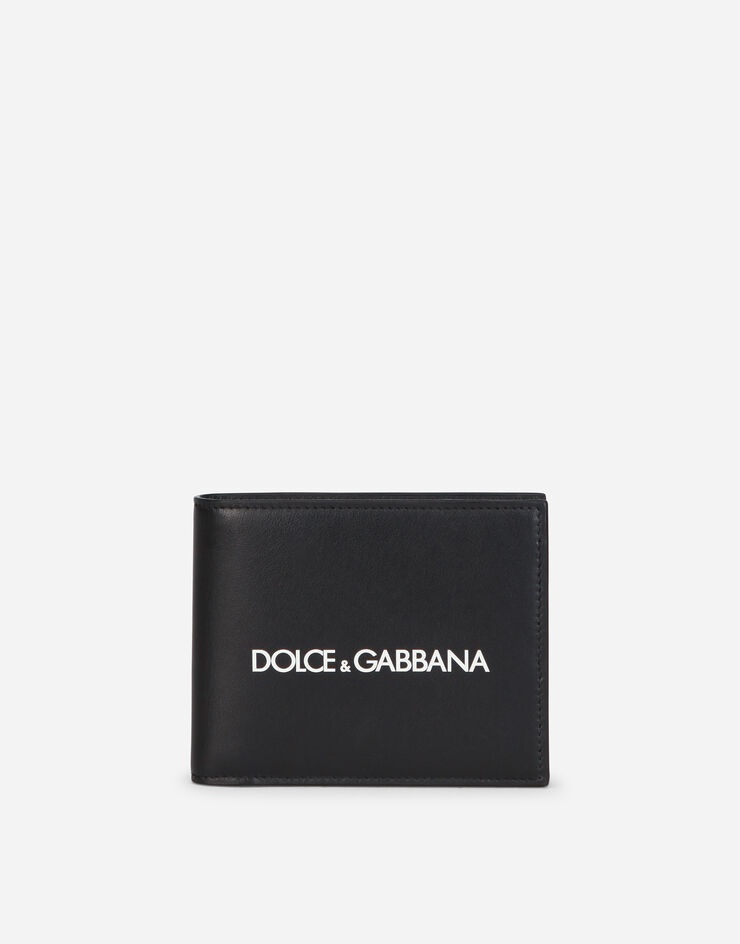 Calfskin bifold wallet with logo print - 1