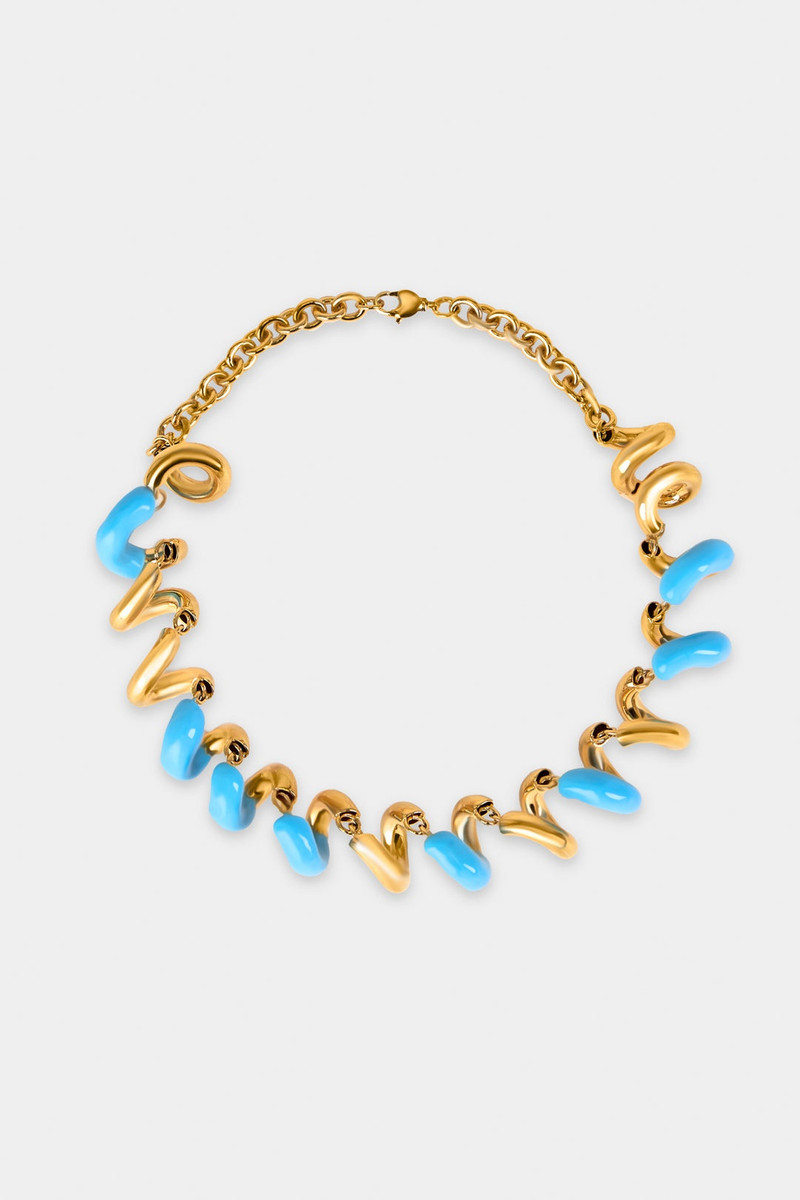 FUSILLO RUBBERIZED GOLD NECKLACE / sky blue 1