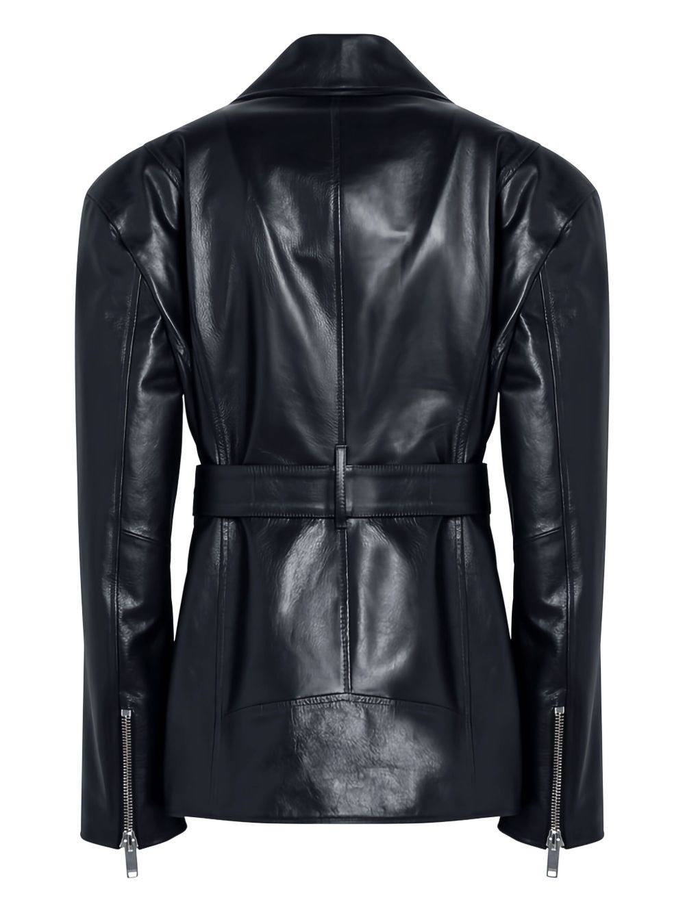 belted leather jacket - 6