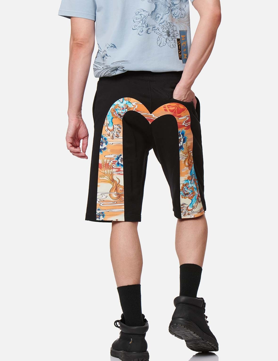 KOMAINU DAICOCK PRINT SWEAT SHORTS - 3