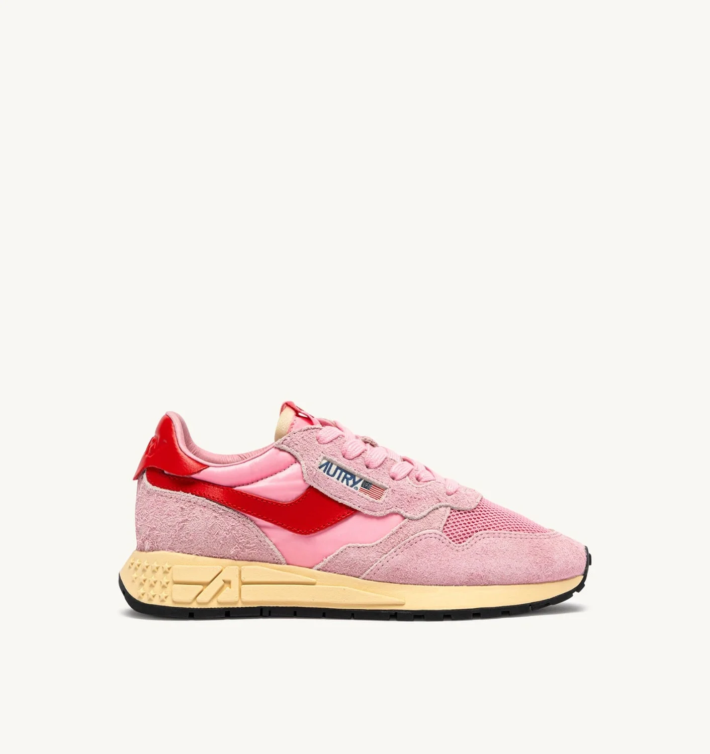 REELWIND LOW SNEAKERS IN PINK CHERUB AND FLAME SCARLET NYLON AND SUEDE - 1