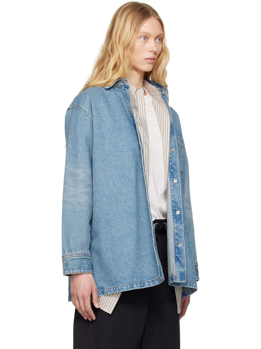 Blue Cotton Ami de Coeur Denim Overshirt - 2
