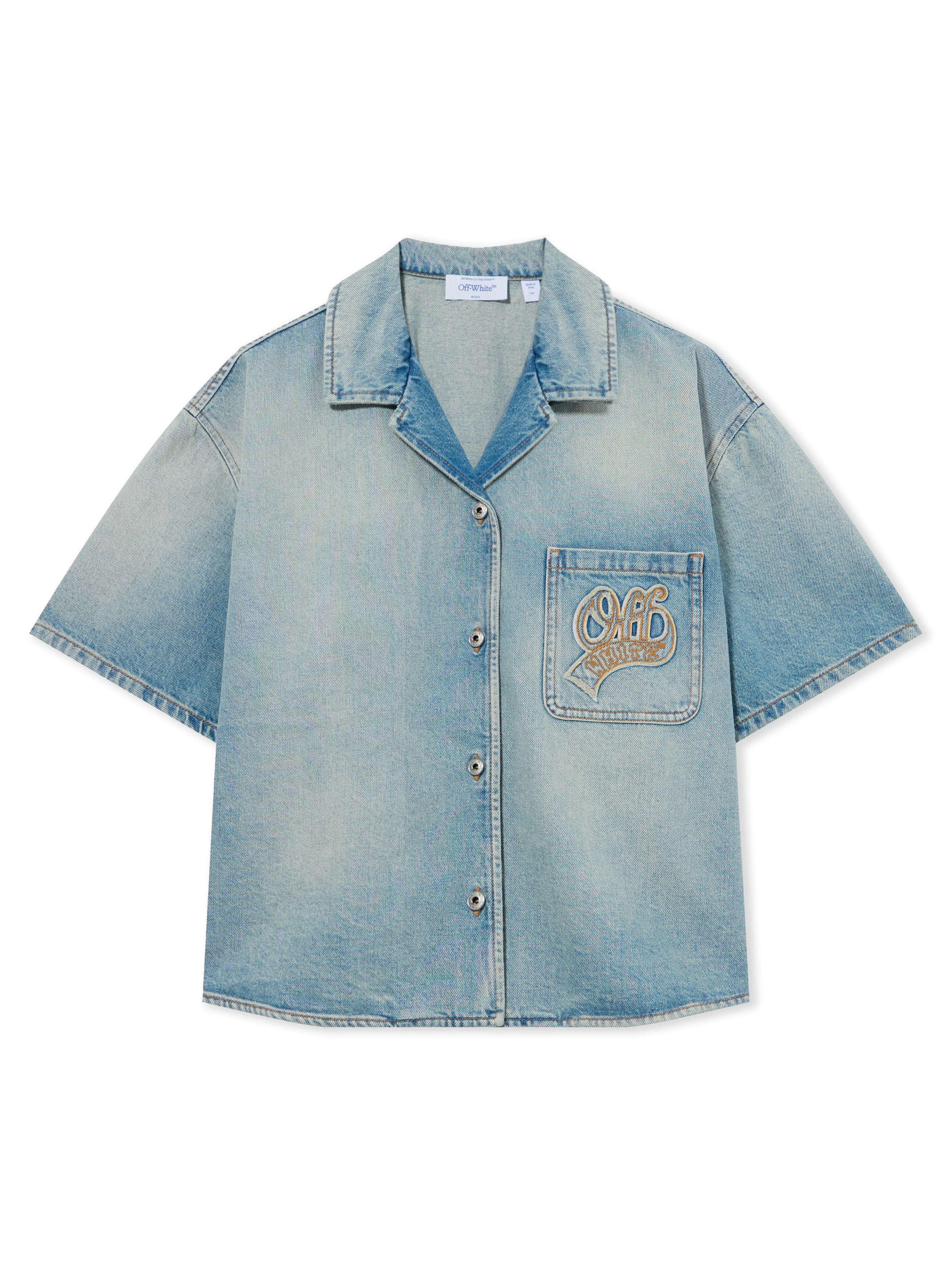 College Patch Denim S/S Shirt - 1