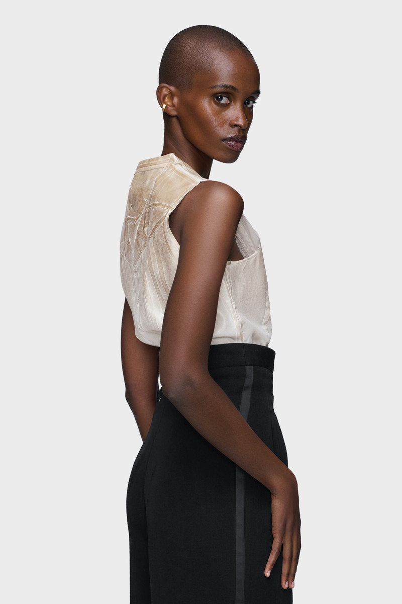 Foil-treated sleeveless shirt 3