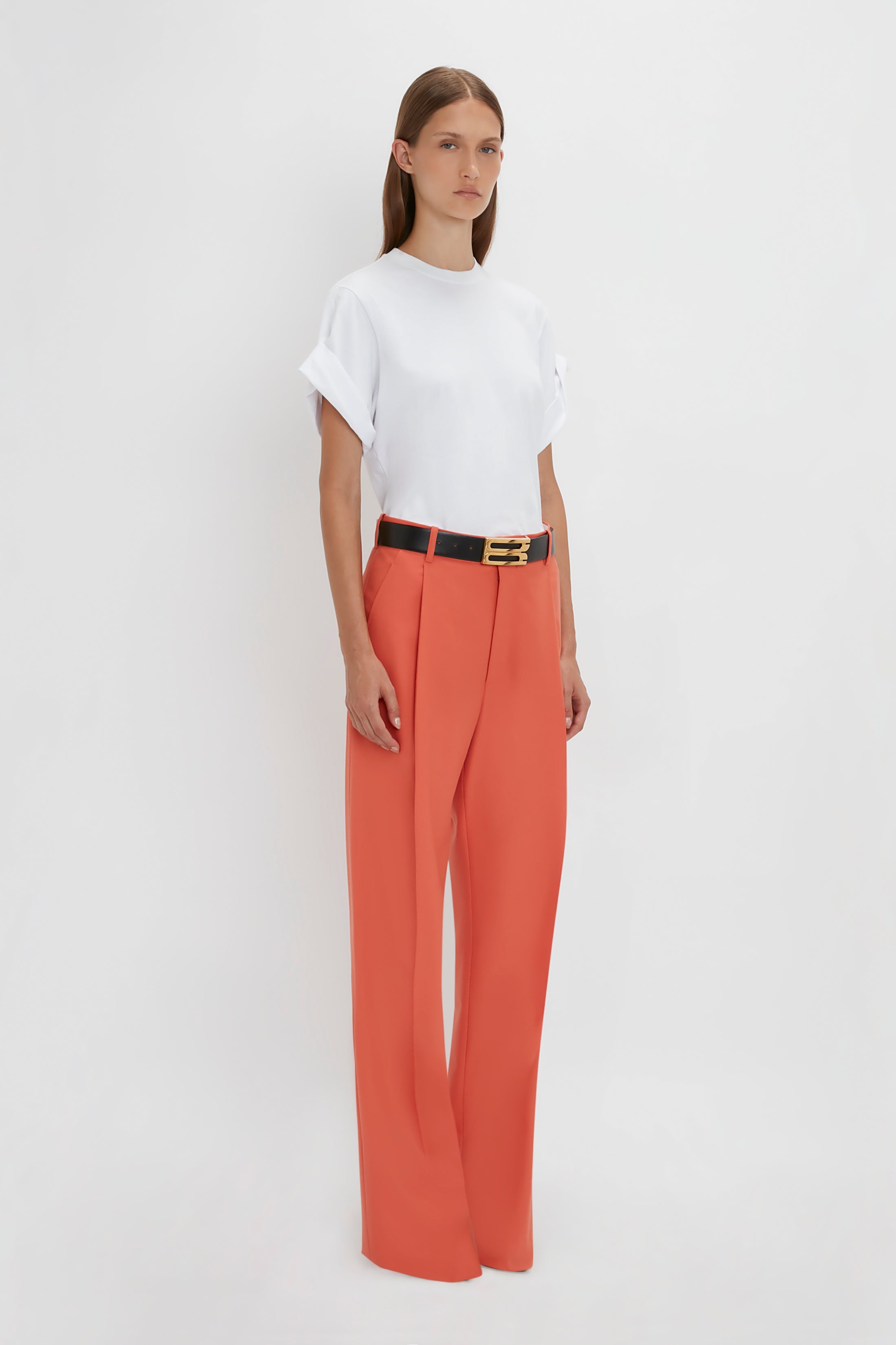 Single Pleat Trouser In Papaya - 3