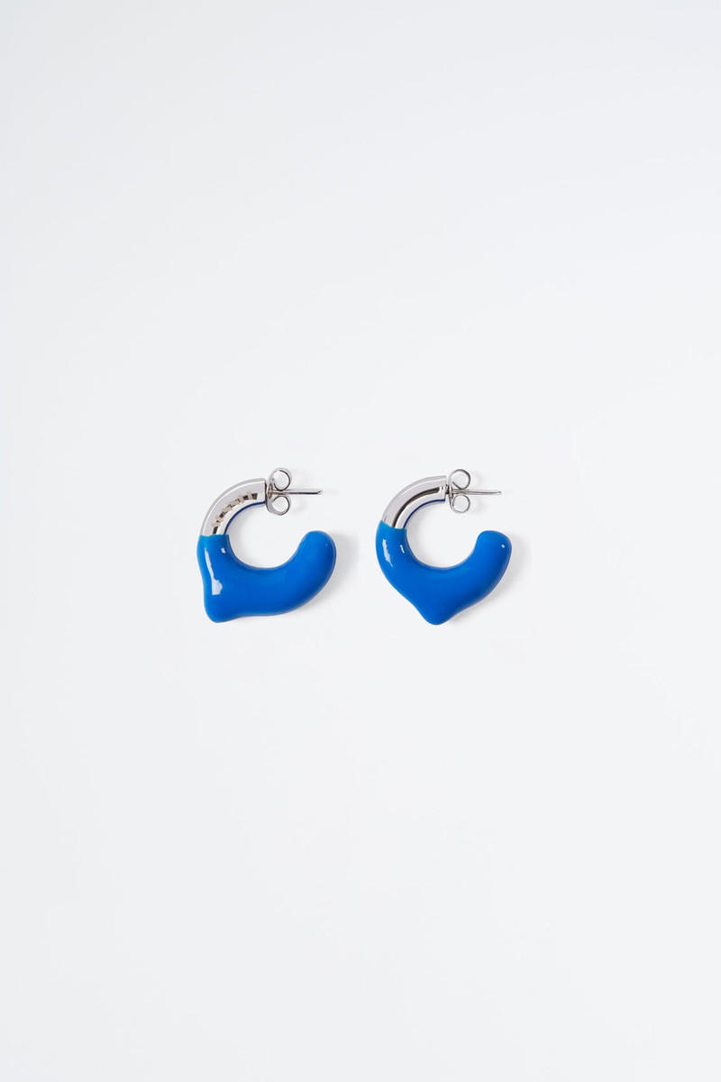 MINI RUBBERIZED EARRINGS SILVER / deep blue 1