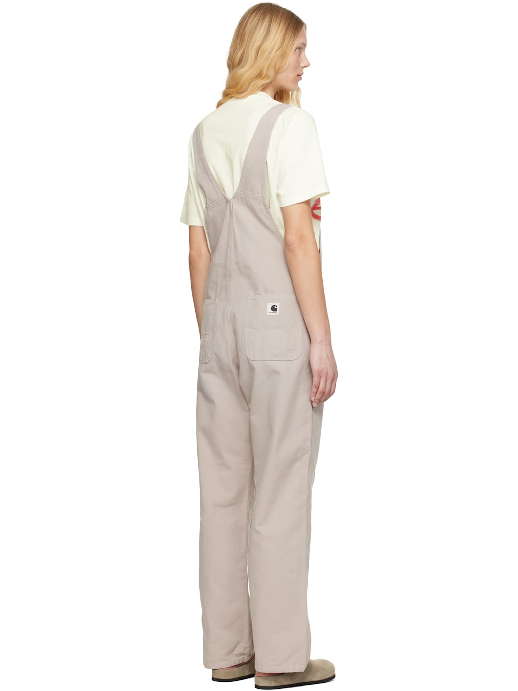 Beige Bib Straight Overalls - 3