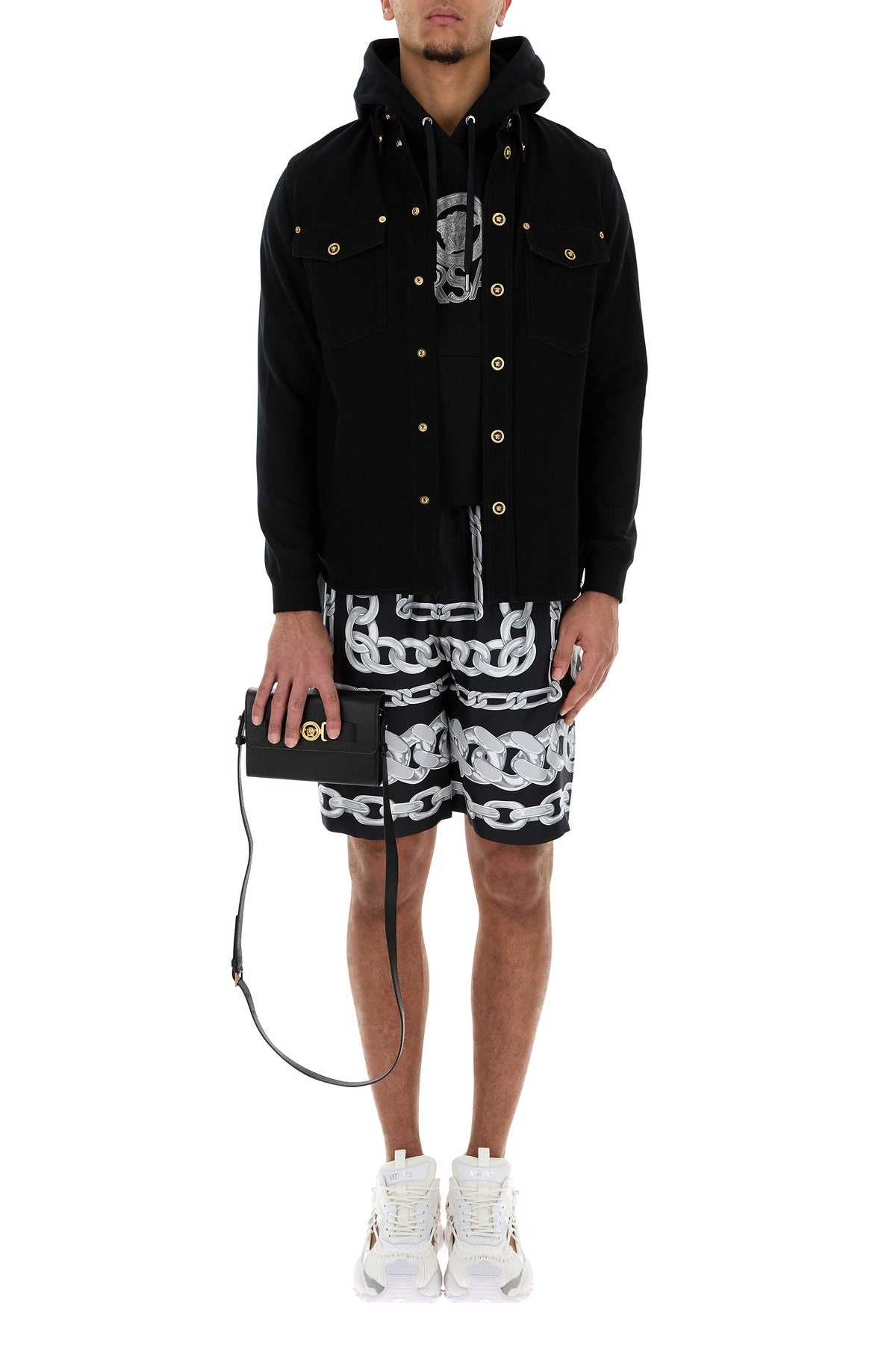 Black leather Medusa Biggie crossbody bag - 5