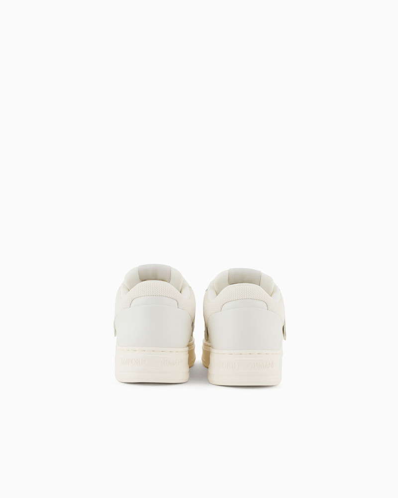 EMPORIO ARMANI LEATHER AND MESH SNEAKERS WITH CONTRASTING DETAILS outlook