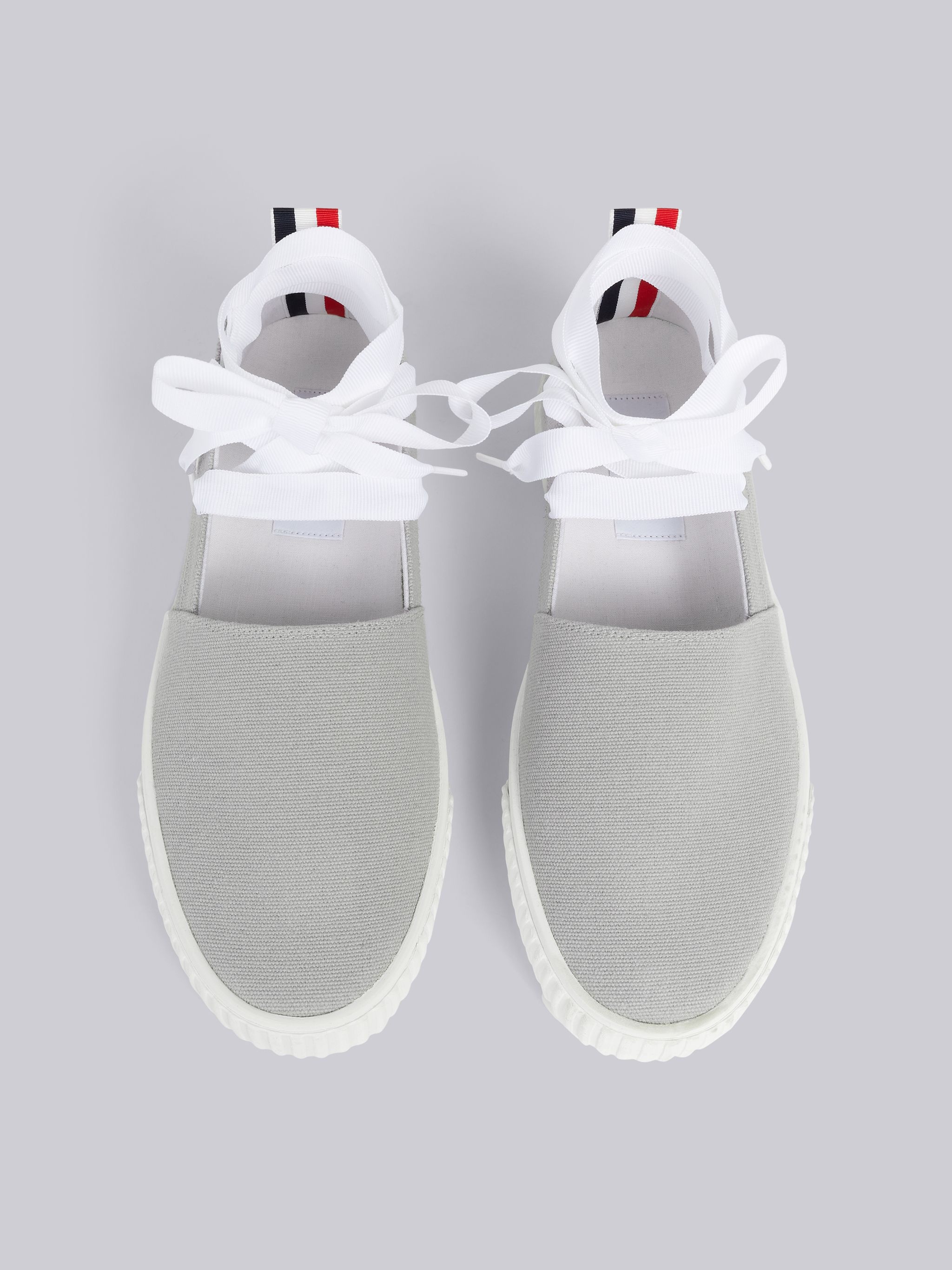 Medium Grey Cotton Casvas Removable Ankle Tie Espadrille - 4
