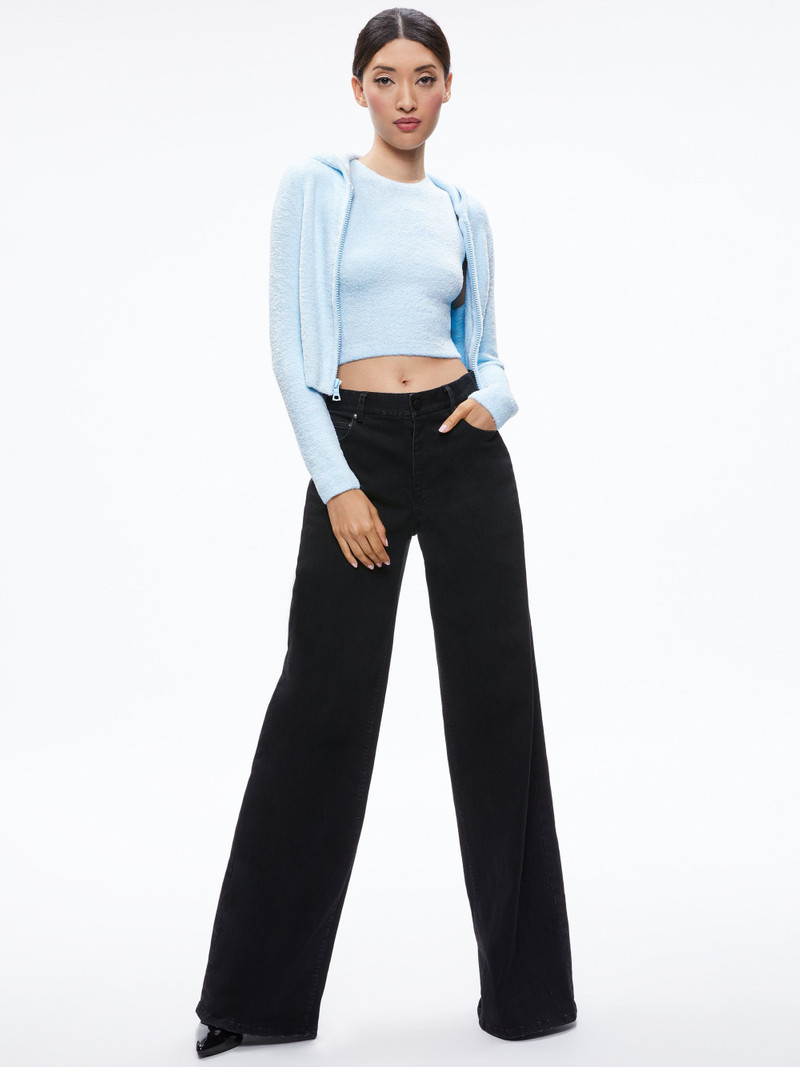 Alice + Olivia LIDELL CROPPED ZIP UP HOODIE outlook