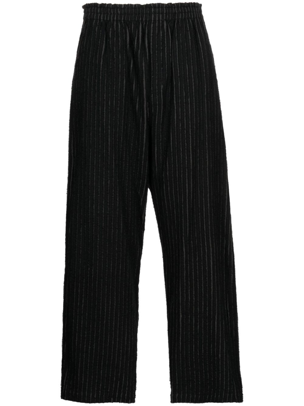 ripped striped straight-leg trousers - 1