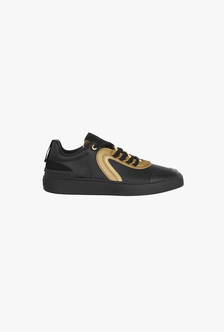 Black and gold leather and suede B-Skate sneakers - 1