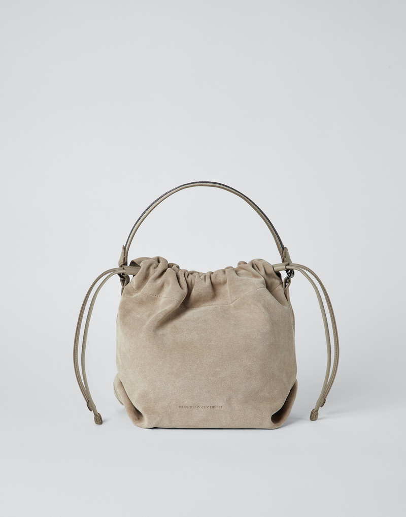 Suede bucket bag with Precious handle 1
