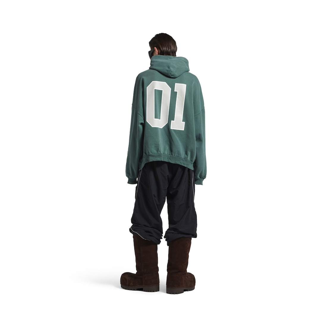 Men's Basketball Hoodie Large Fit in Dark Green/light Green - 4