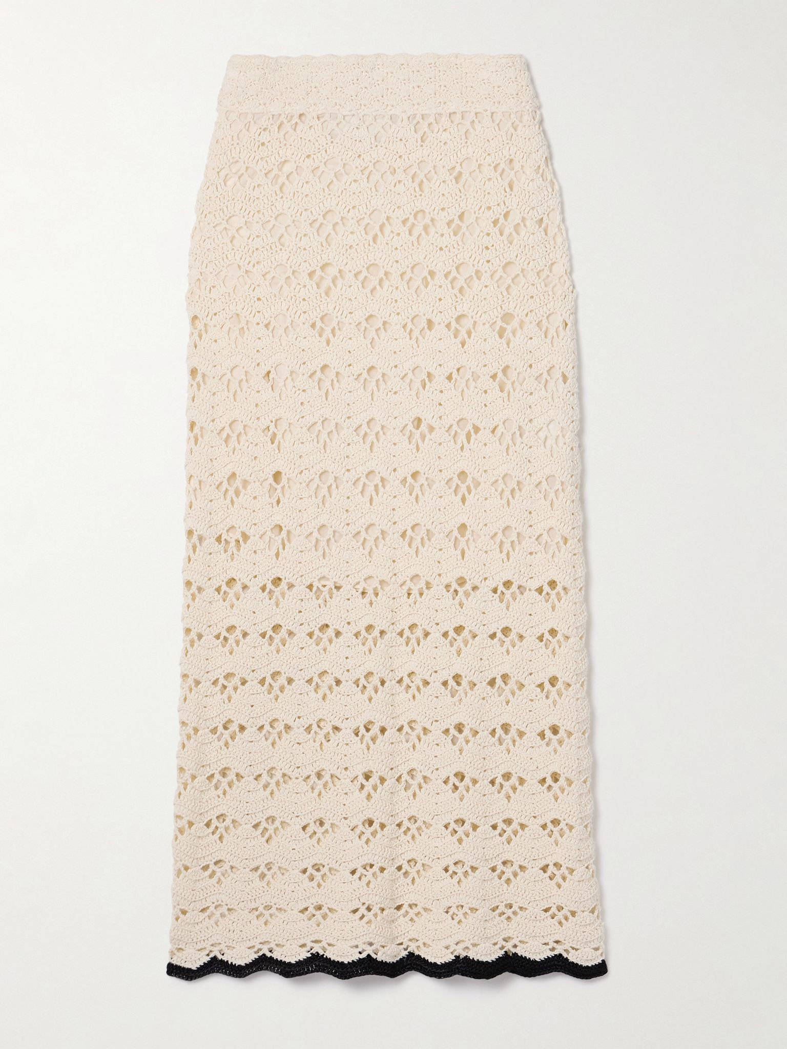 Rhiannon crocheted cotton midi skirt Cream - 1
