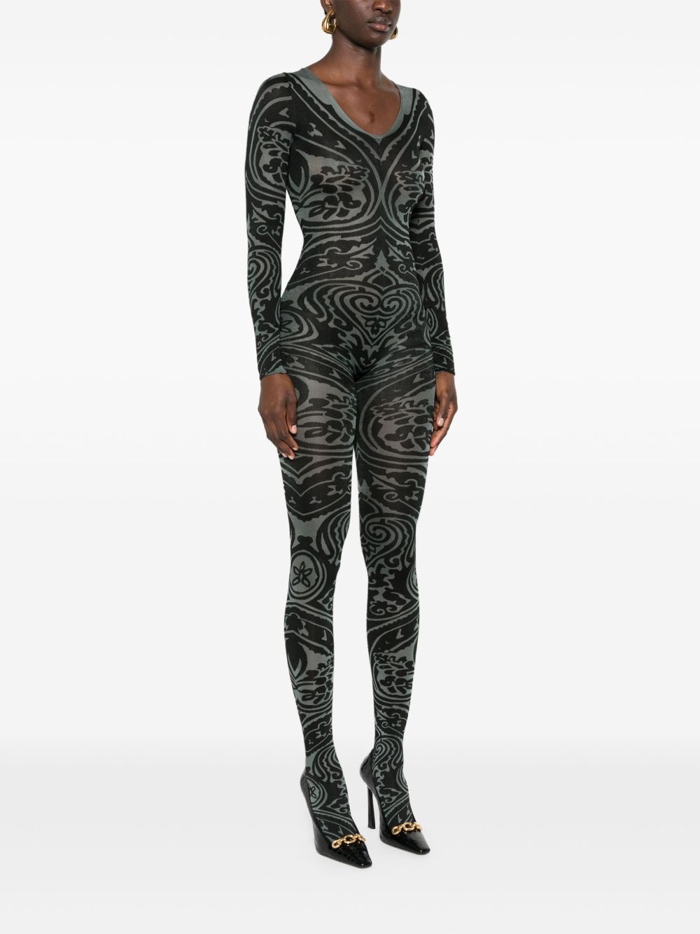 x ETRO Body Tattoo V-neck catsuit - 3