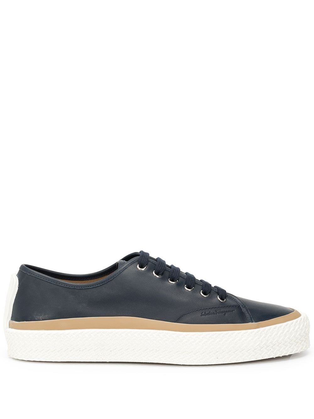 round-toe lace-up sneakers - 1