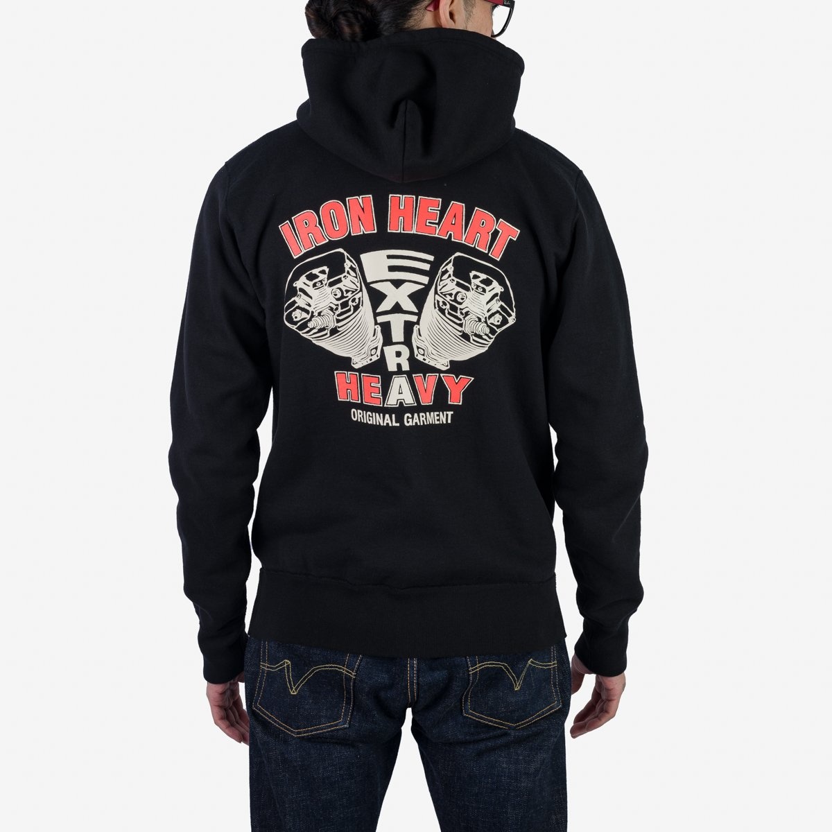 IHSW-72-BLK 14oz Ultra Heavyweight Loopwheel Printed Hooded Sweat – Black - 5