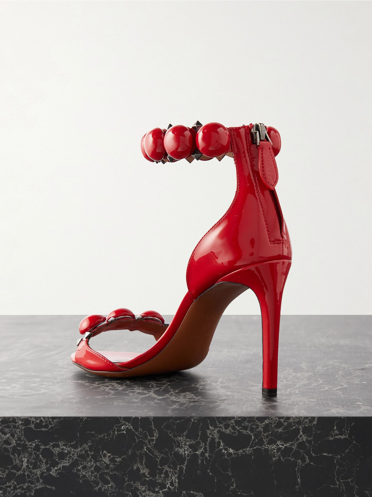 La Bombe 90 studded patent-leather sandals Red - 3