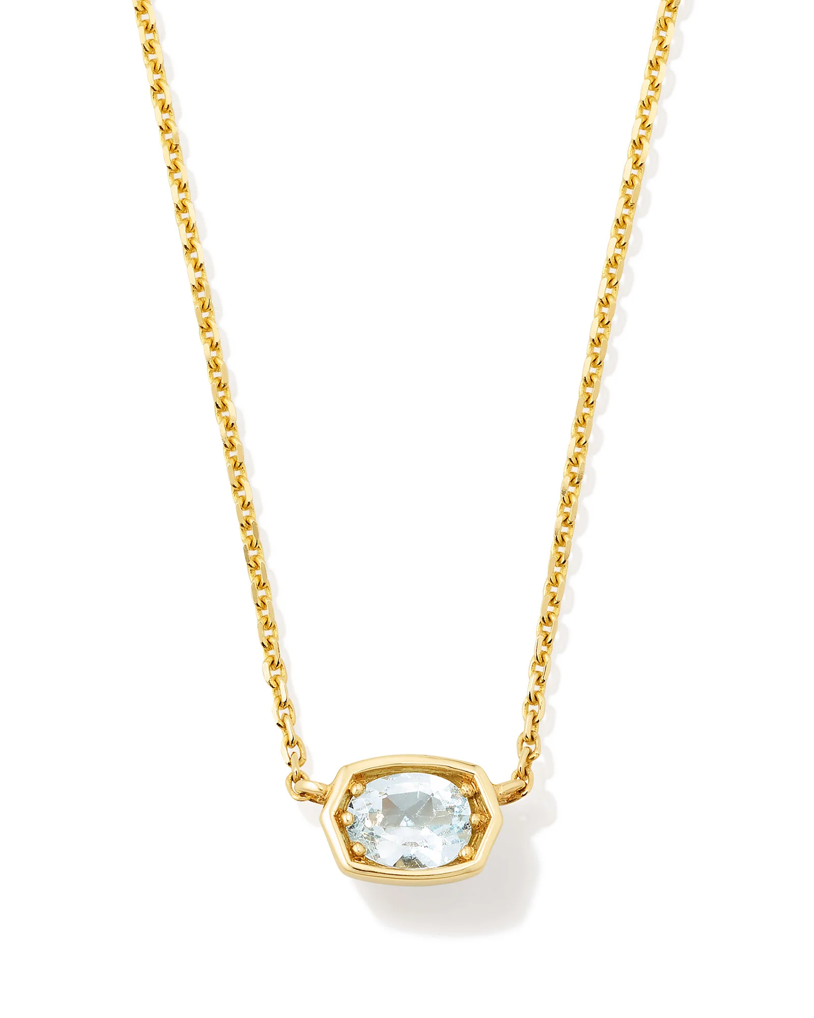 Marisa 14k Yellow Gold March Oval Solitaire Pendant Necklace - 1