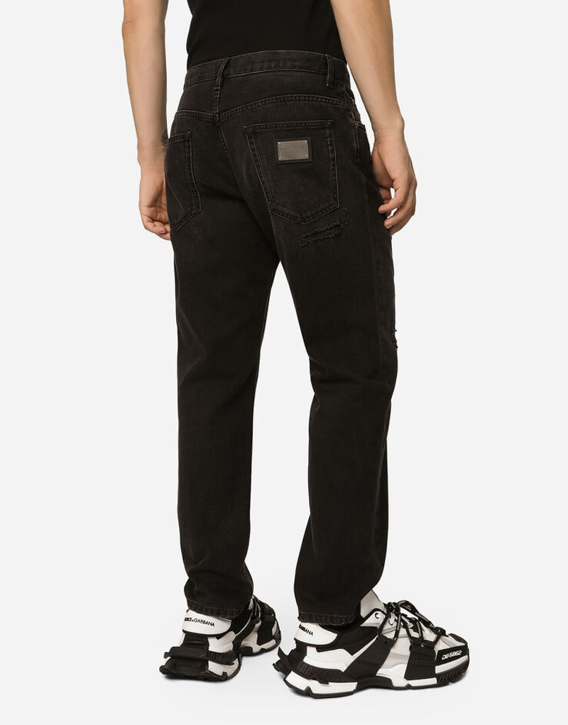 Loose black wash jeans with rips 3