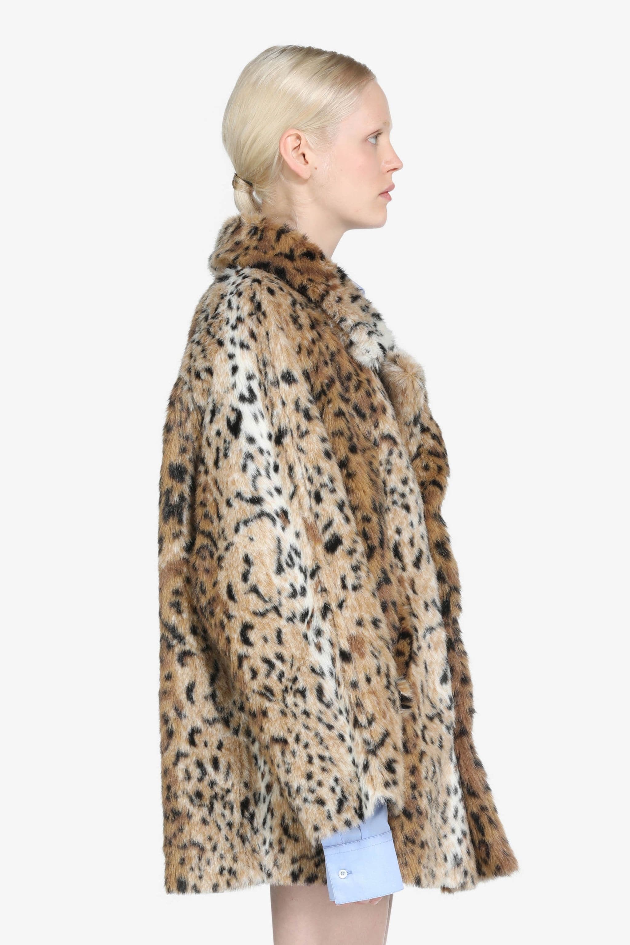 LEOPARD-PRINT SYNTHETIC-FUR PEACOAT - 3