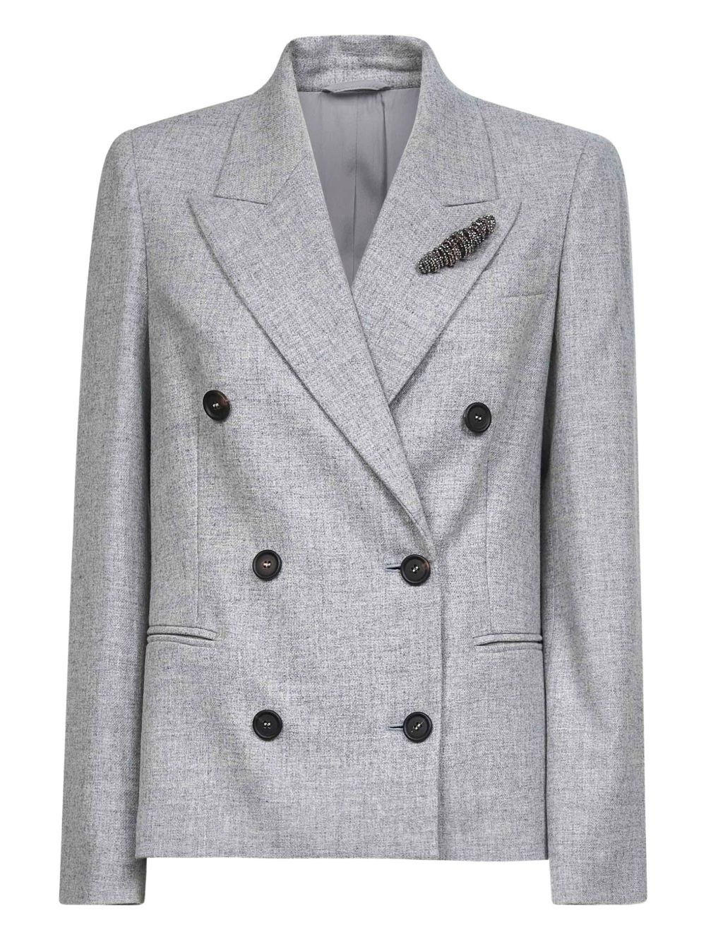 peak-lapel brooch blazer - 1
