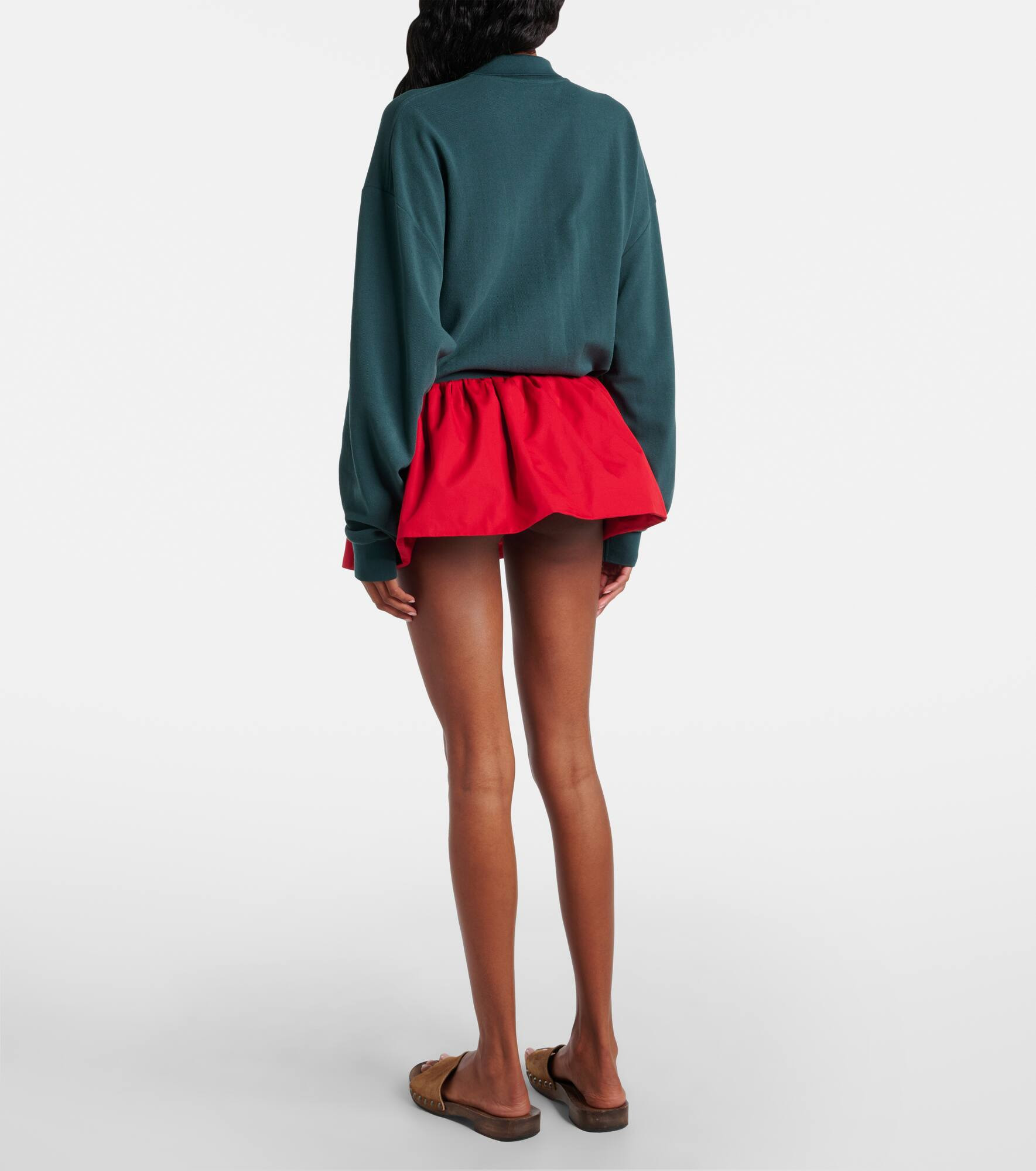 Gathered cotton poplin miniskirt - 3