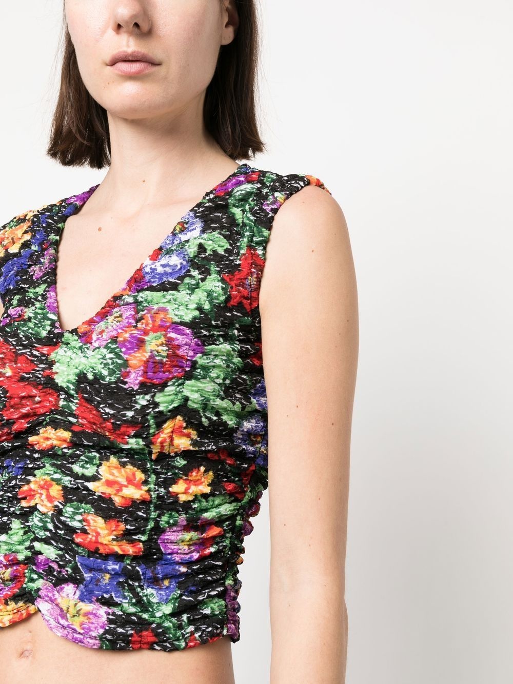 floral-print ruched vest top - 5