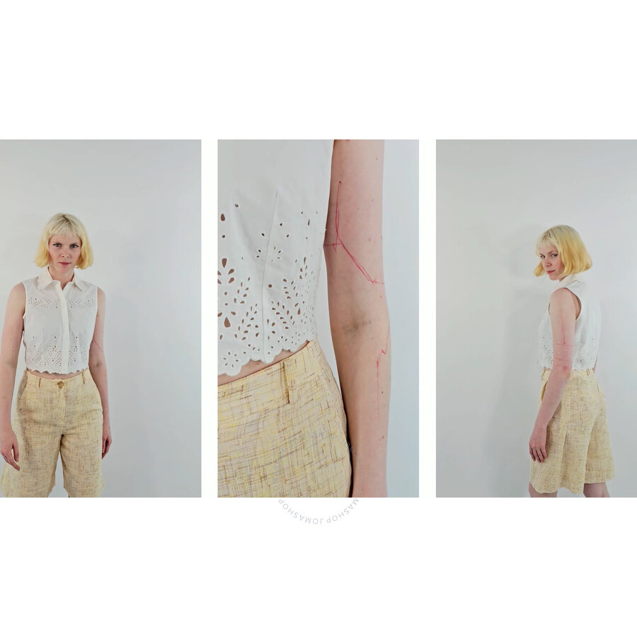 Rabanne Ladies Optical White Sleeveless Crop Top - 8