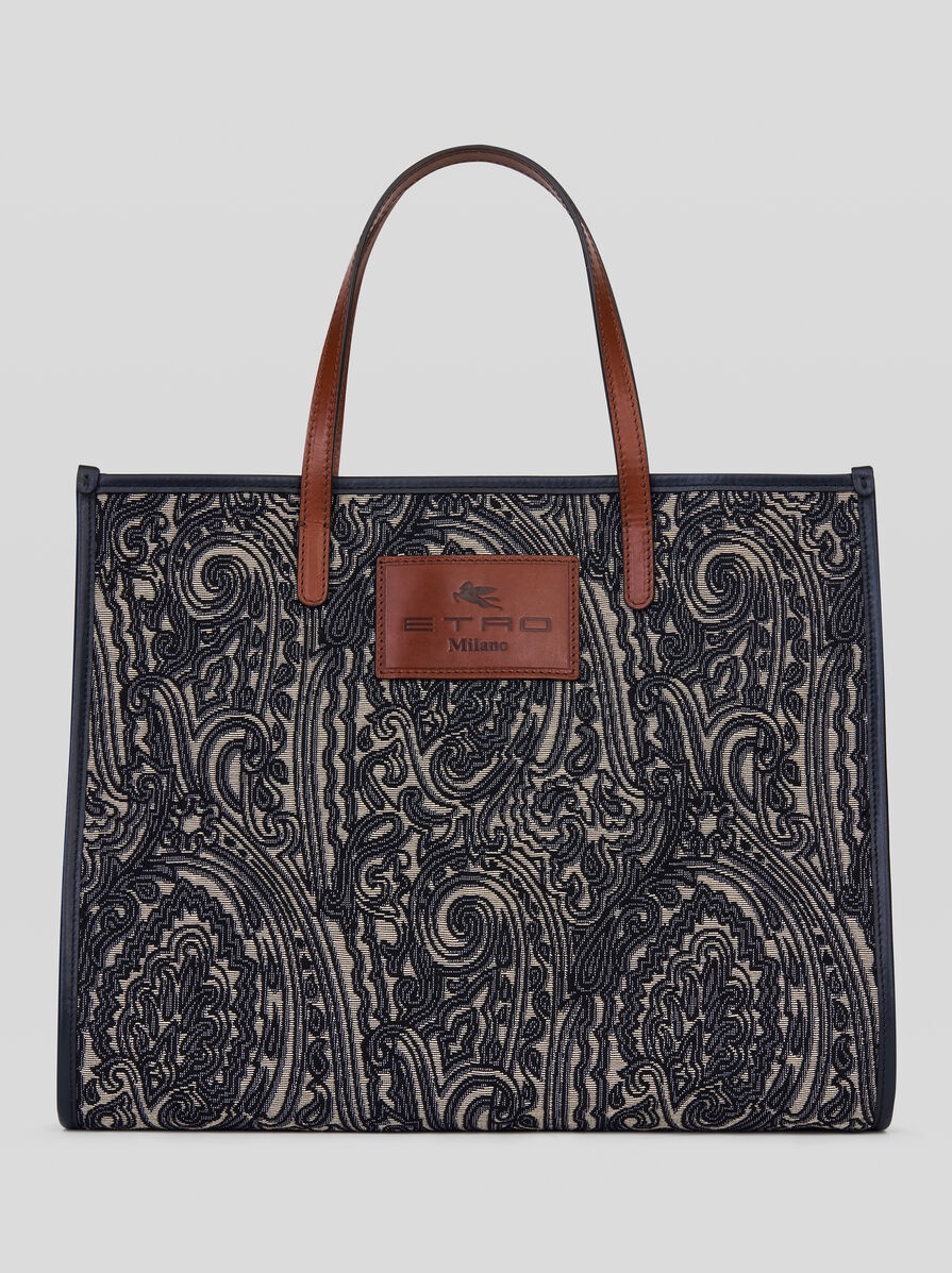 JACQUARD FABRIC SHOPPING BAG - 1