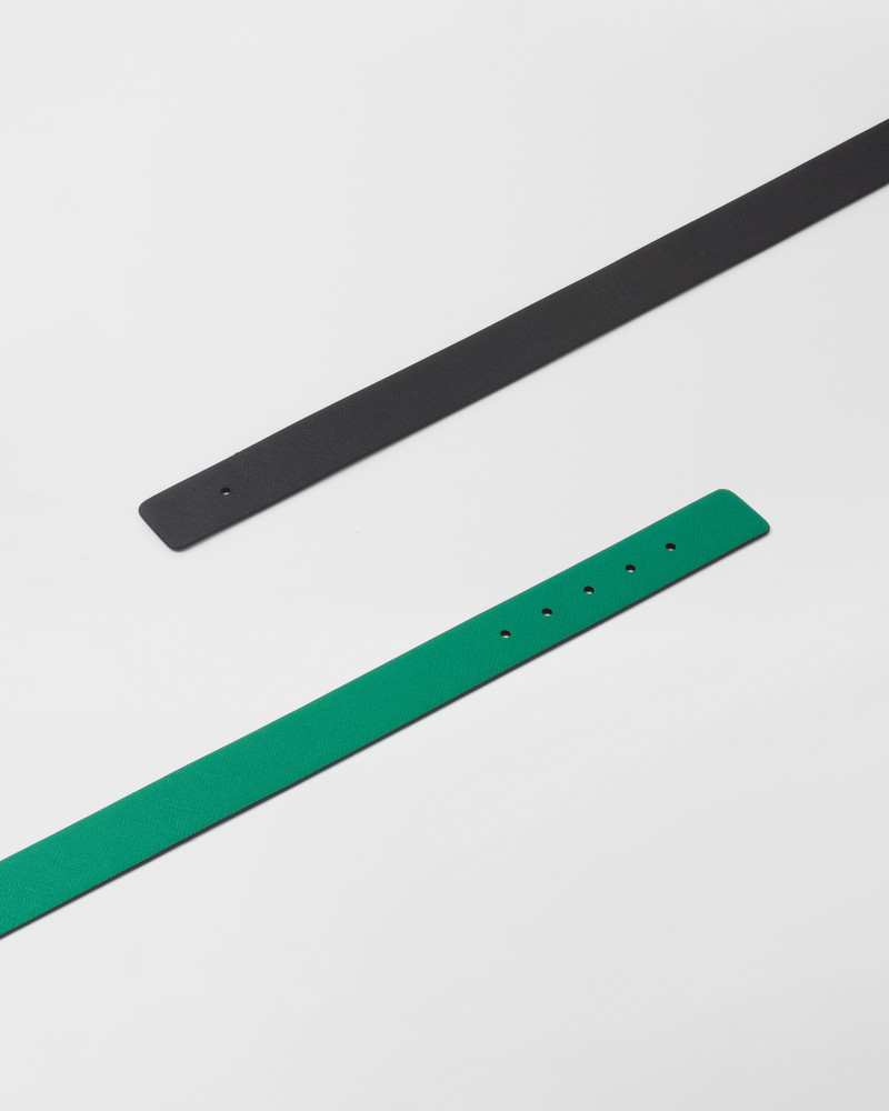 Reversible Saffiano leather belt strap 4