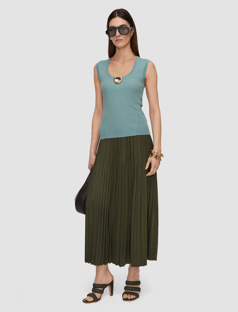 JOSEPH Rabat Pleated Satin Skirt outlook