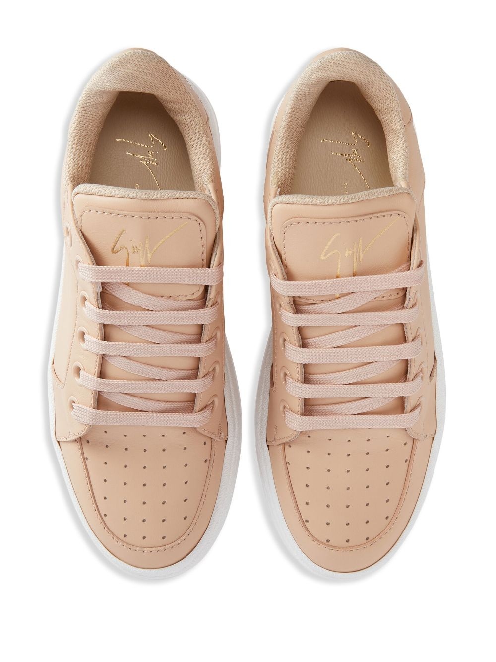 calf-leather lace-up sneakers - 4