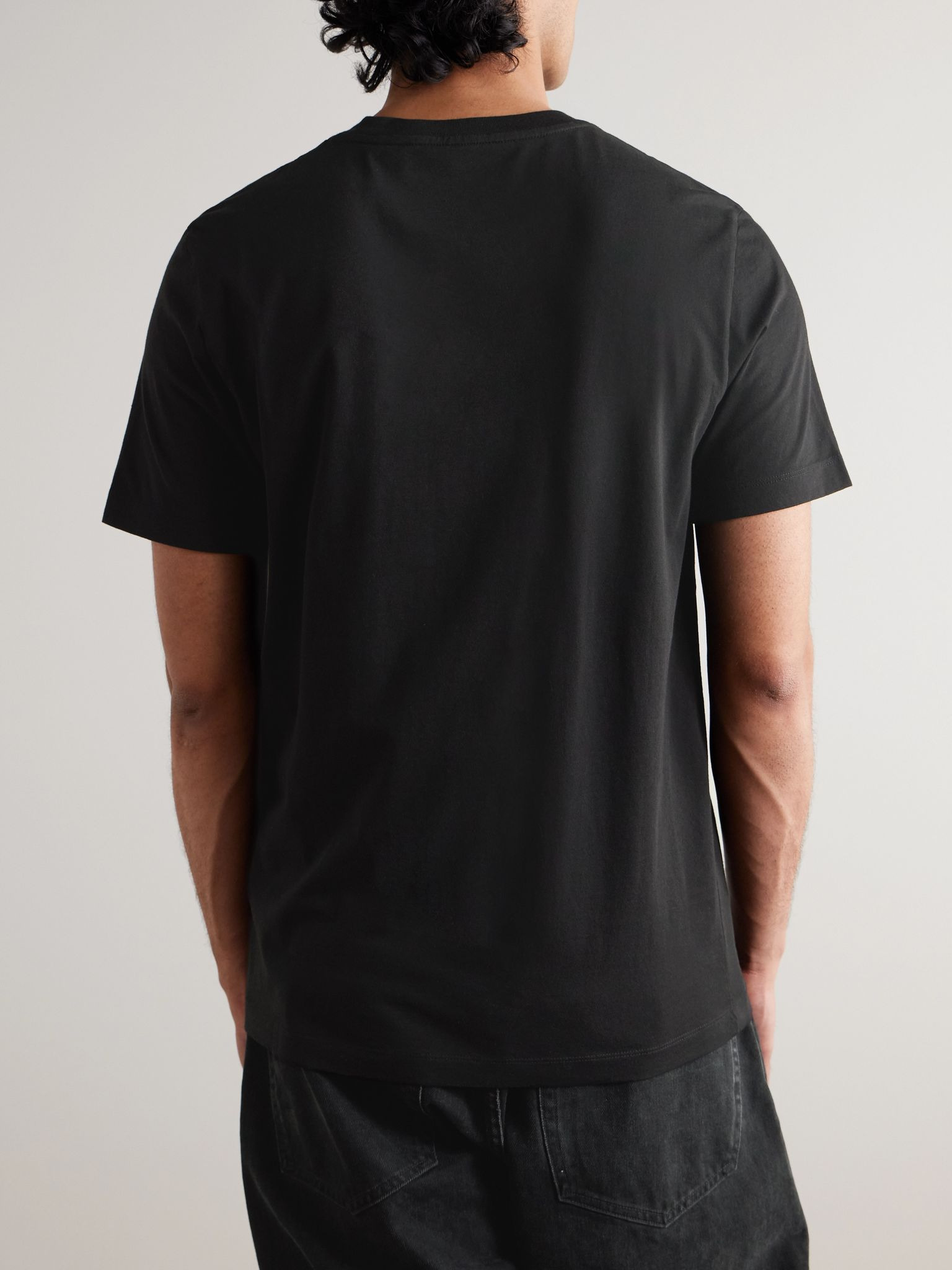 Three-Pack Logo-Appliquéd Cotton-Jersey T-Shirts Black - 3