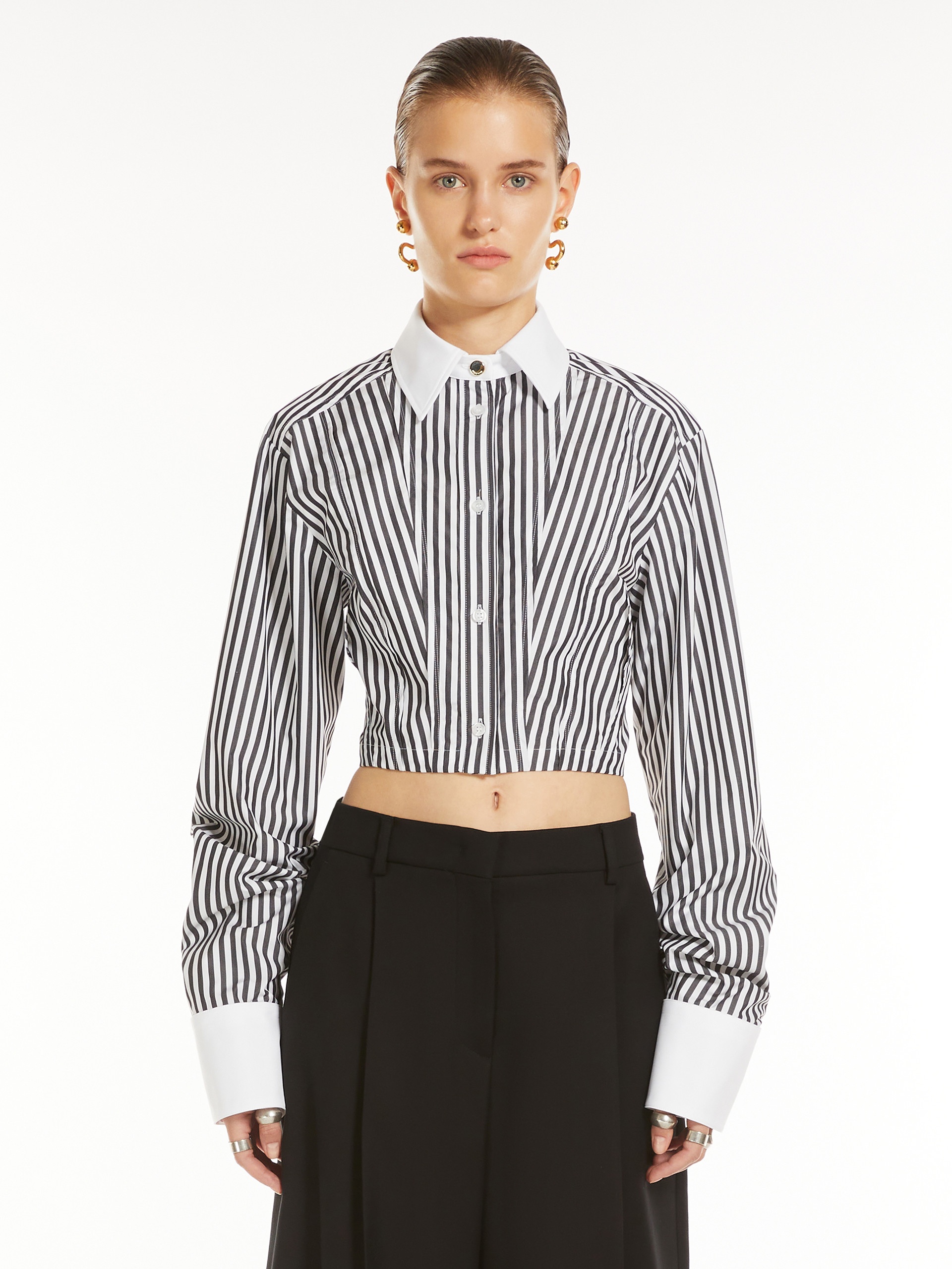 ABANO Striped poplin cropped shirt - 3