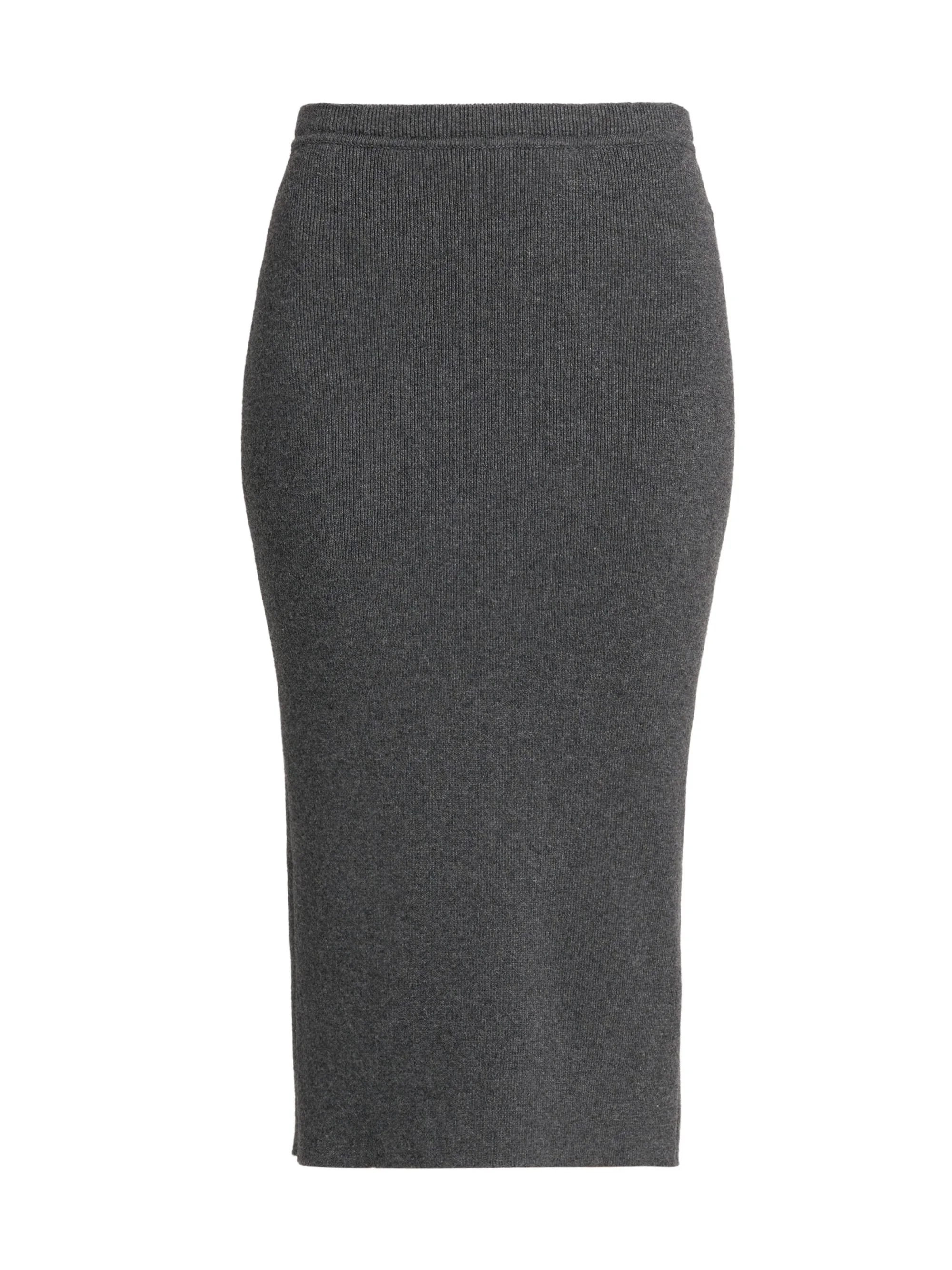 Women's Rib-Knit Cashmere-Cotton Pencil Skirt - Dark Grey Melange - 1