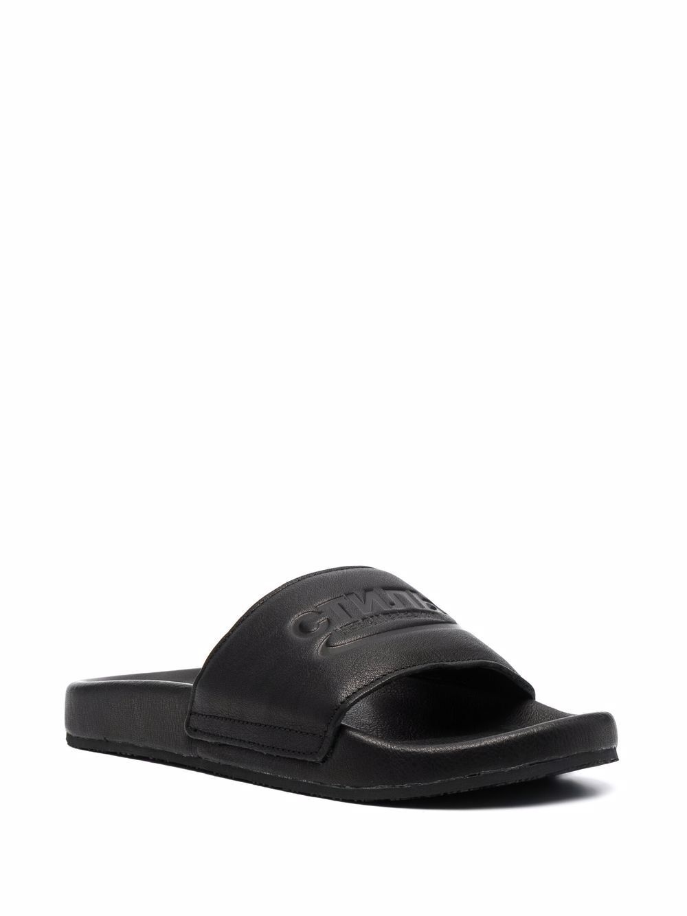 logo-debossed open-toe slides - 3