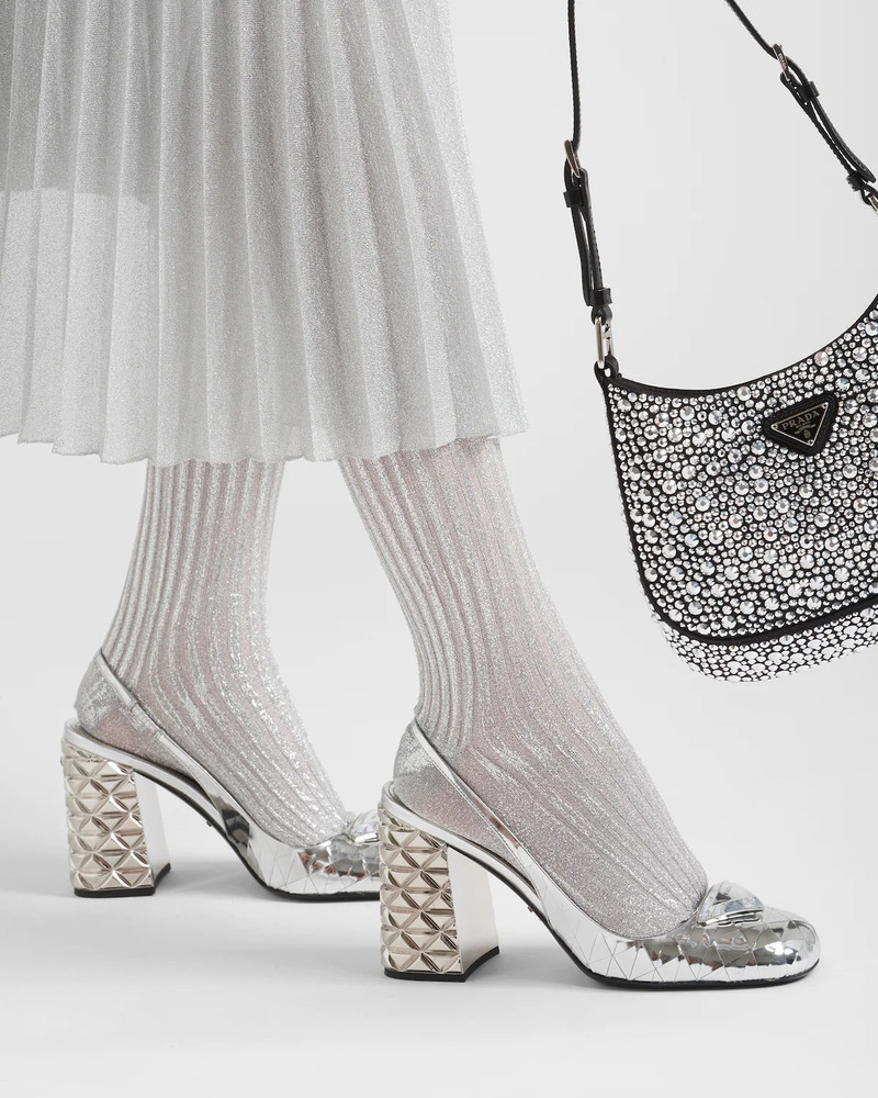 Prada Metallic leather slingback pumps outlook