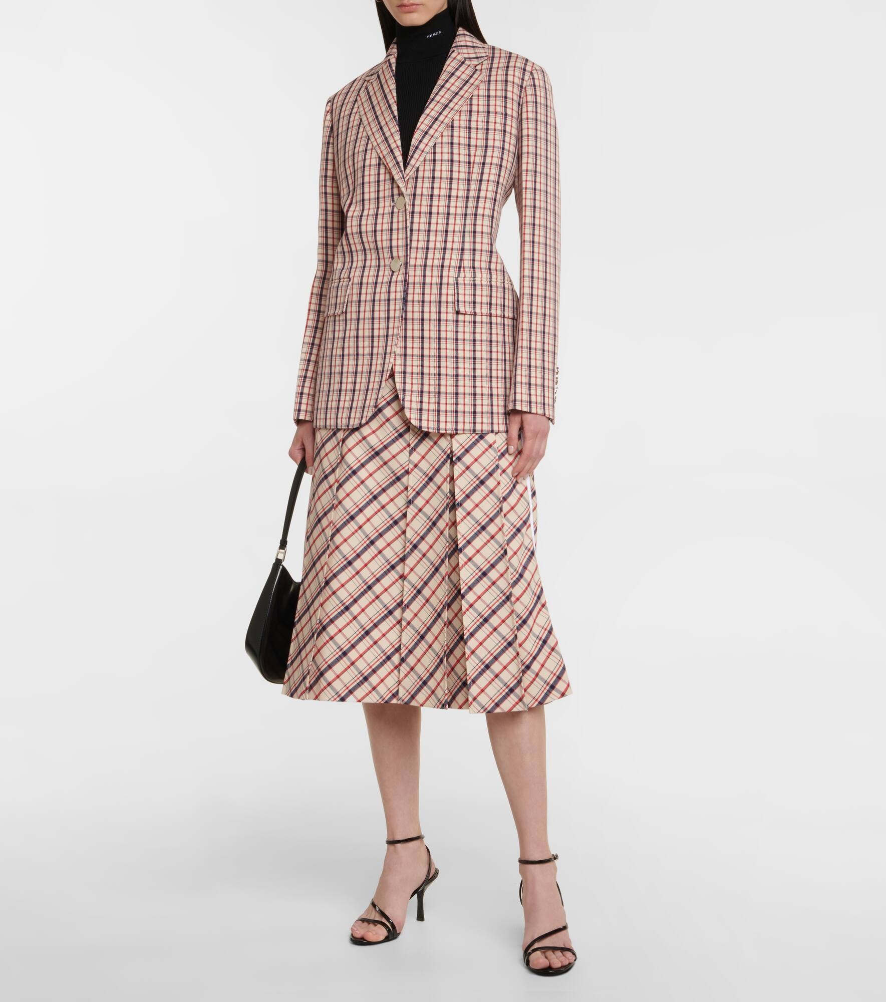 Checked wool blazer - 6