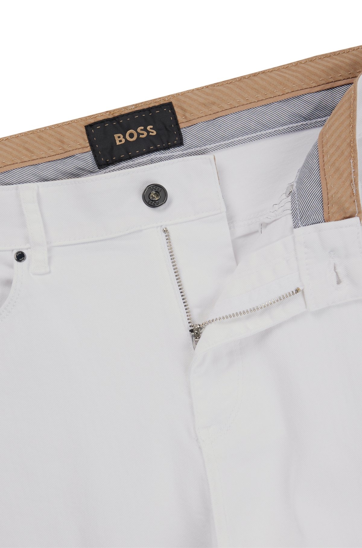 TAPERED-FIT JEANS IN WHITE ITALIAN STRETCH DENIM - 6