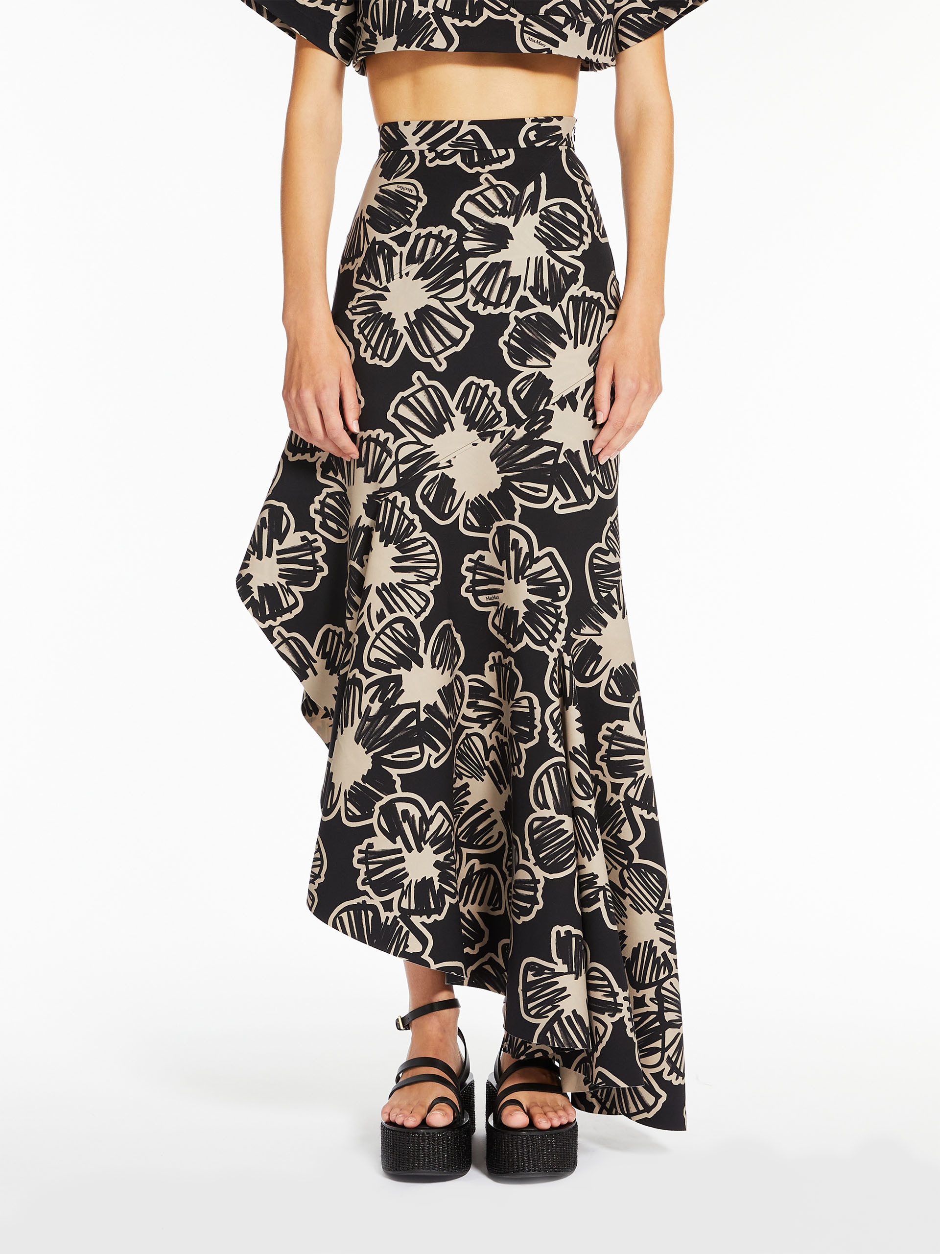 ILEX Asymmetric skirt in printed jersey - 3