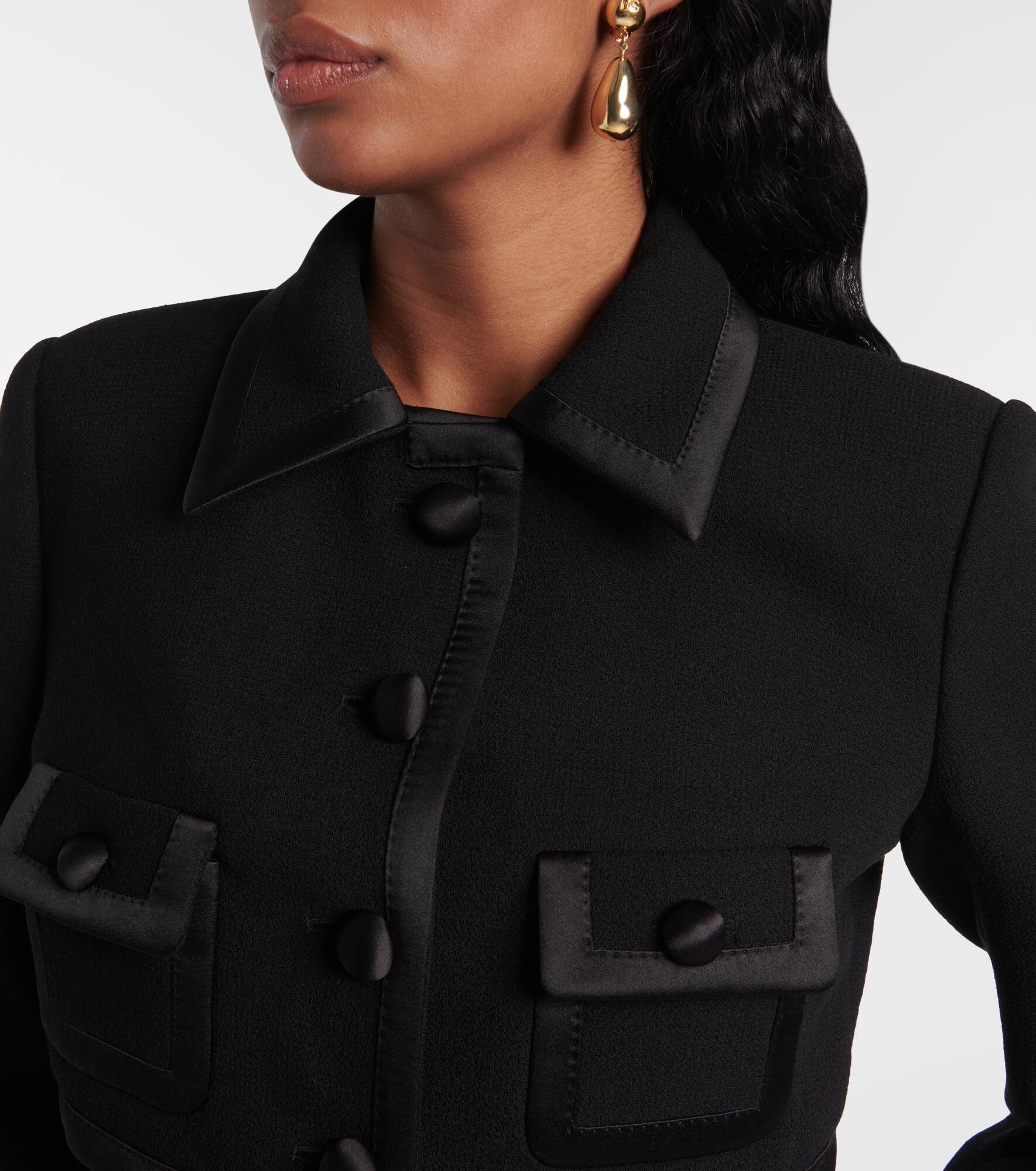 Cropped wool and silk-blend jacket - 4