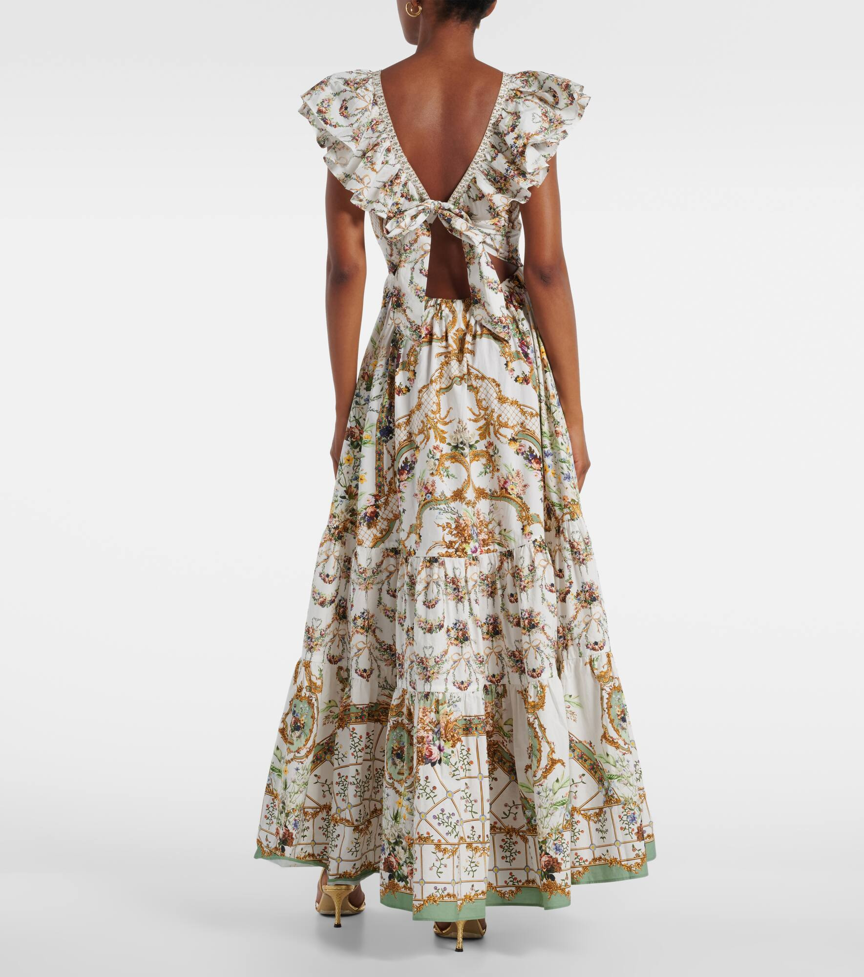 Floral ruffled cotton maxi dress - 3