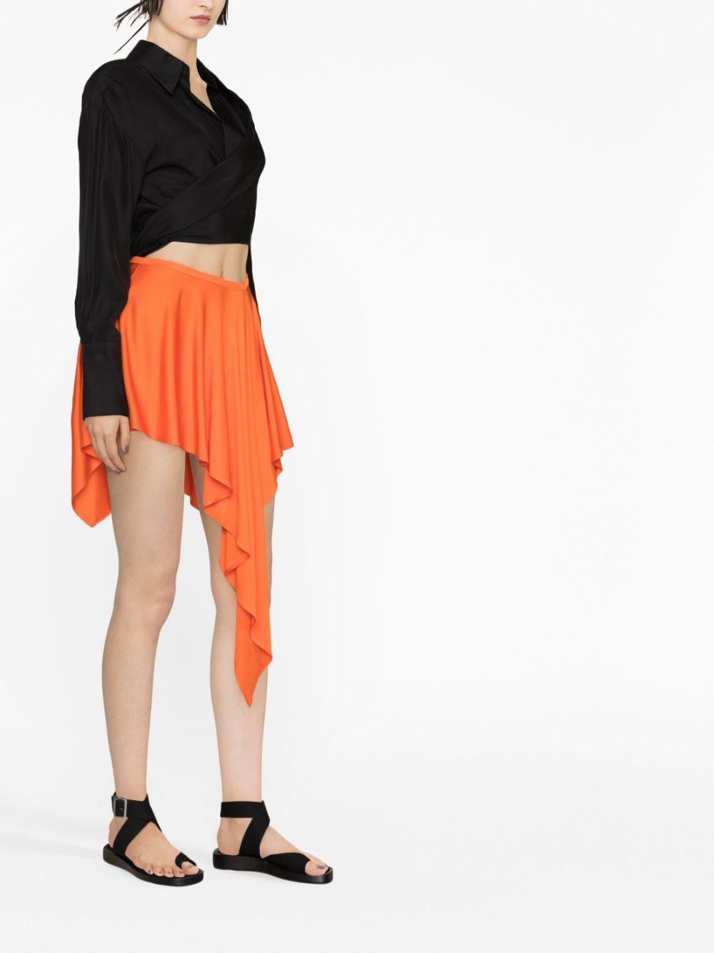 asymmetric draped skirt - 4